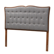 Baxton Studio Georgia Classic and Traditional Grey Fabric and Walnut Brown Finished Wood Queen Size Headboard